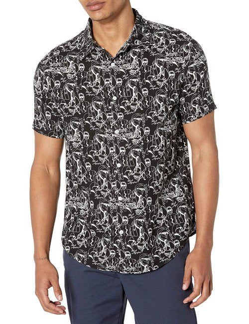 Karl Lagerfeld Paris Mens Sportswear Shirt,Black/White,XL