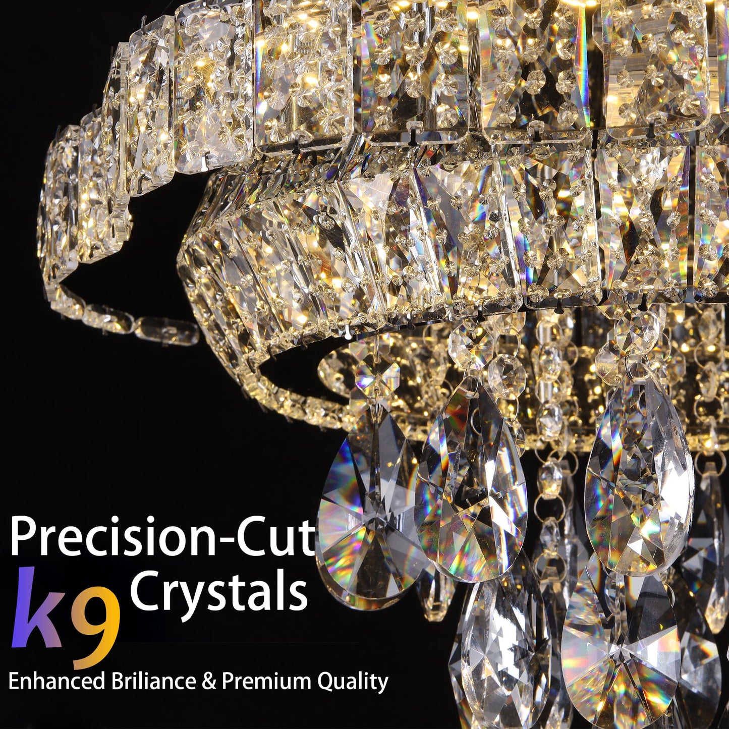 OSGNER 24" Sliver Crystal LED Ceiling Light Fixture with Remote Control,Flush Mount Chandelier with 3-Color Dimmable for Living Room Bedroom Dining Room Hallway - Modern Flower Design