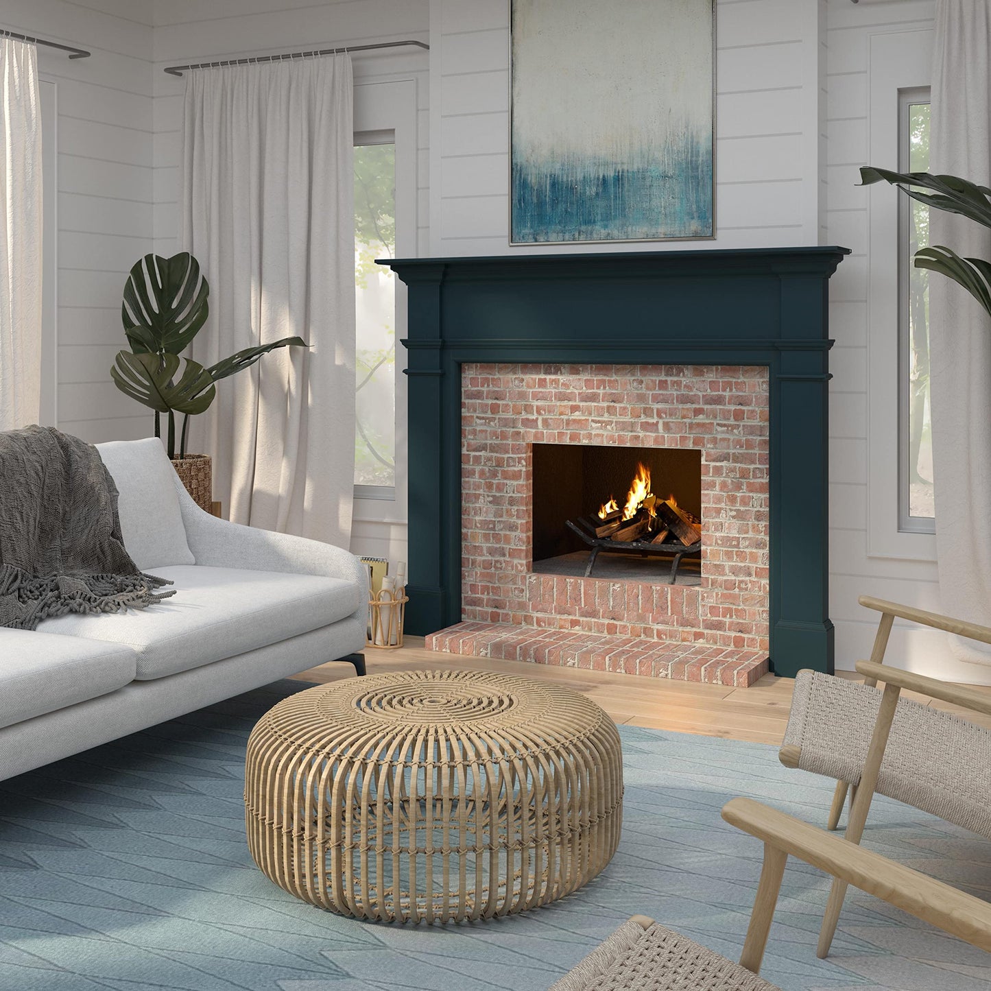 Pearl Mantels ARYB56120 Bold Yet Unpretentious and Homey Wood Mantel Surround, 56", Unfinished