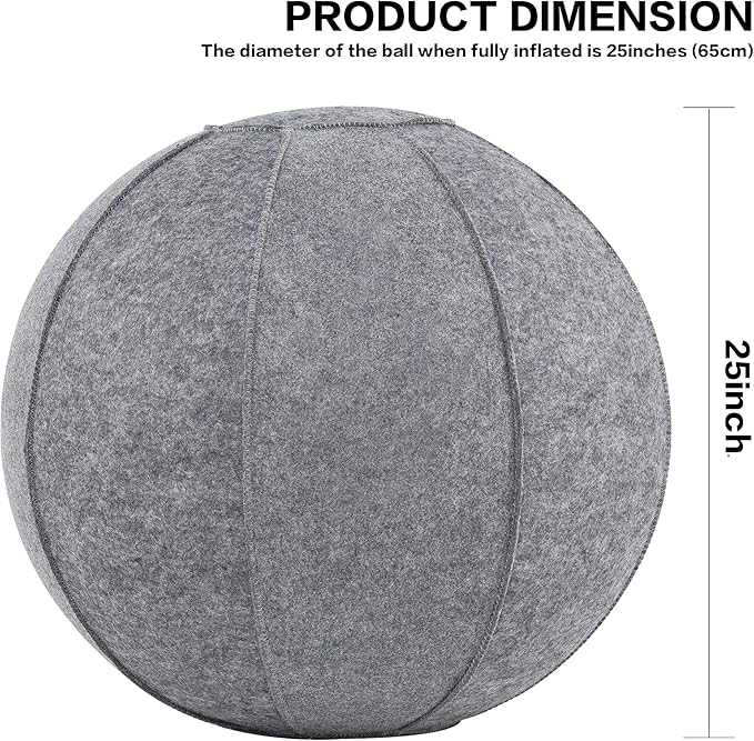 ANC POP Yoga Ball Exercise Ball, Anti Slip Stability Ball Chair, 25” Heavy Duty Large Gym Ball for Fitness, Balance and Core Workout with Cover, Easy Clean