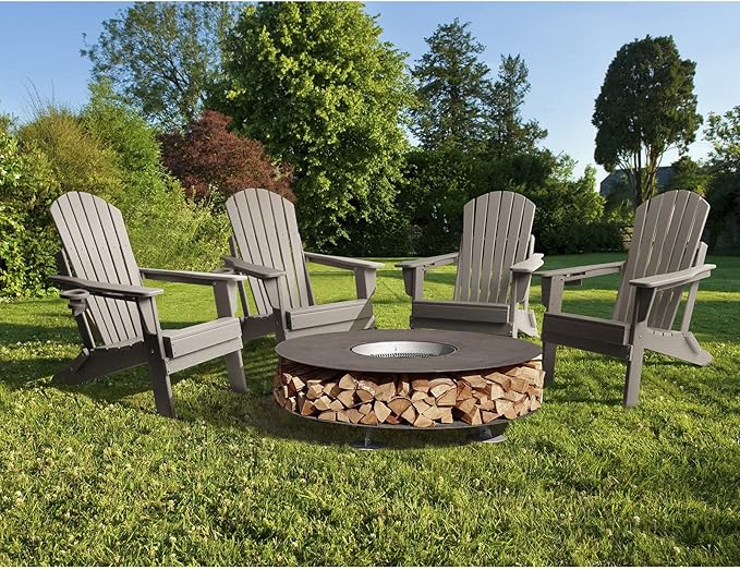 FUNBERRY Folding Adirondack Chair, All Weather HDPE Fire Pit Chairs with Cup Holder for Outdoor