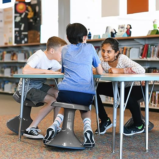 ECR4Kids ACE Active Core Engagement Wobble Stool, 15-Inch Seat Height, Flexible Seating, Grey