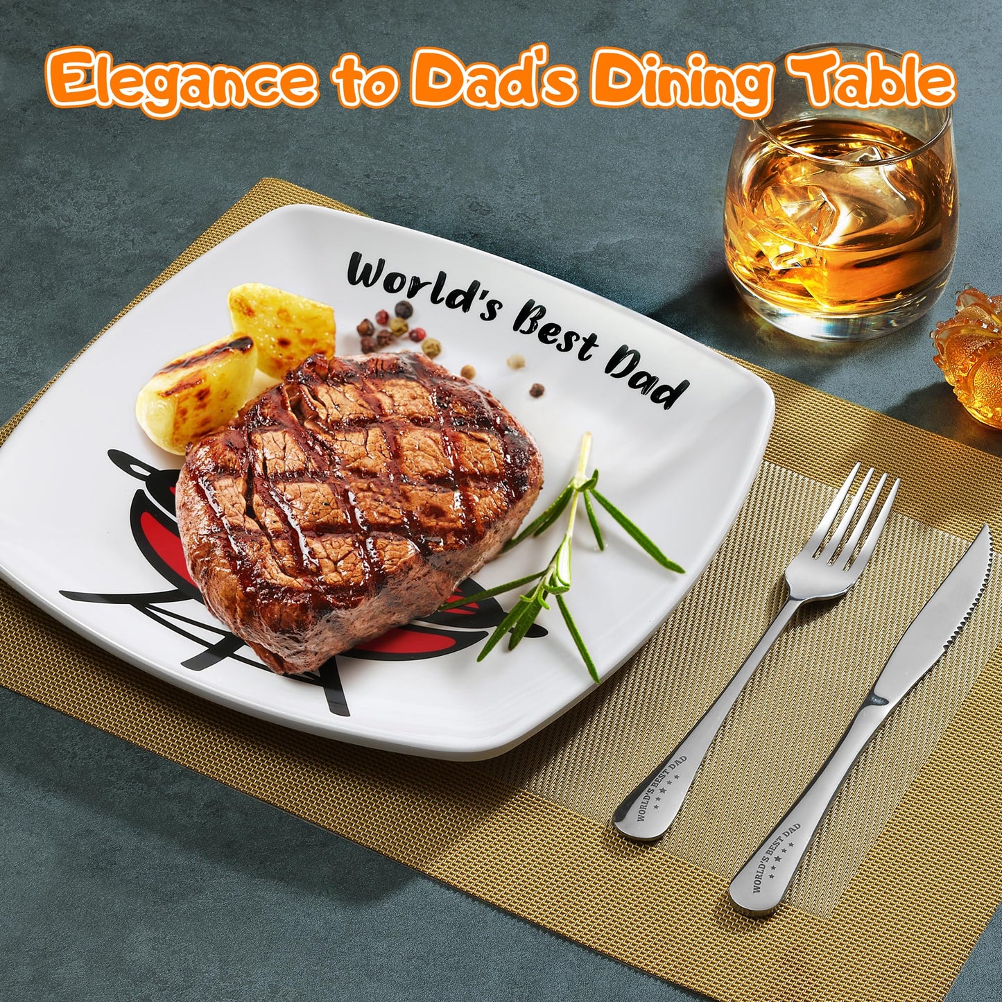 Funny Gifts for Dad - DIY World’s Best Dad Birthday Gift Grilling Plate with Handprint (11 inch), Cool Dads Gift from Daughter Son Wife Kids - Dad Gifts for Fathers Day Papa New Daddy