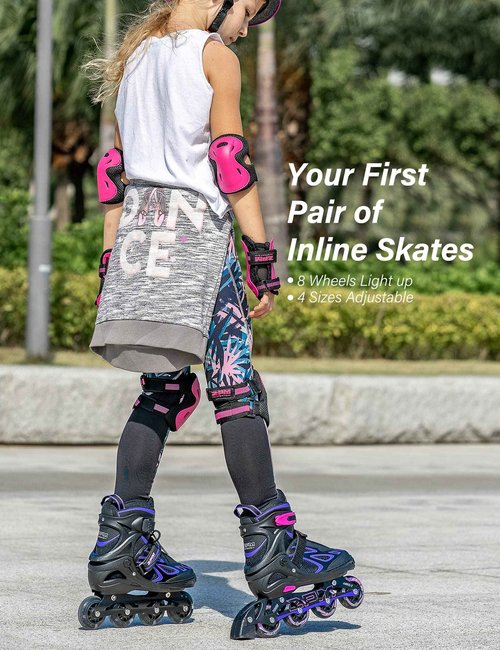 2PM SPORTS Vinal S Inline Skates & Purple S Protective Gear Set