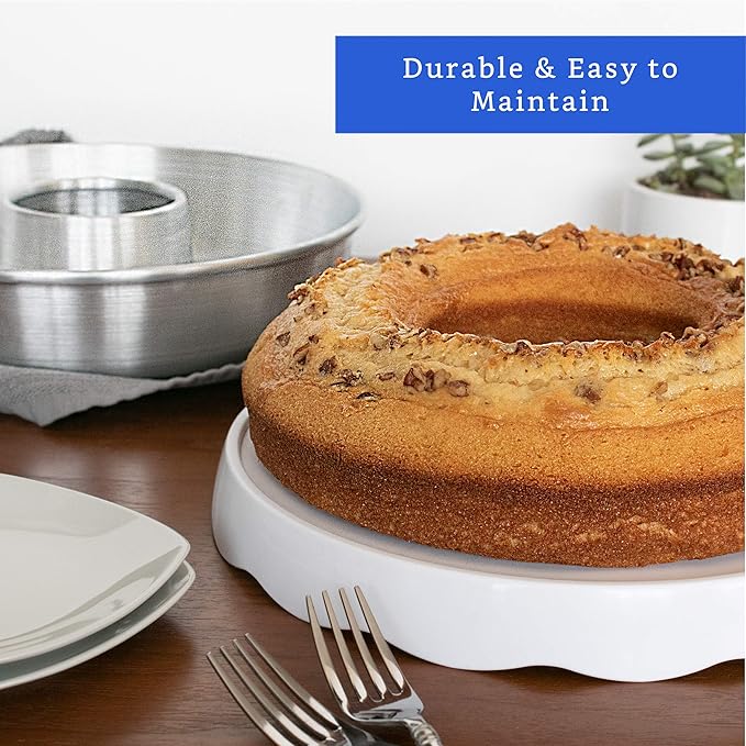 Aluminum Ring Cake Pan (11.2 in) - Fluted Tube Pan for Baking Pound Cake - Flan Mold - Molde para Chocoflan and Pasteles