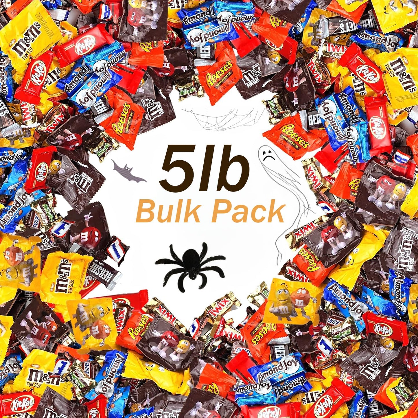 Bulk Candy 5 lb Chocolate Variety Pack - Halloween Candy Bulk Snacks with Reese's, Snickers, Kit Kat - Individually Wrapped Candy Bars for Kids, Adults, Office, Pinata - Assorted Candy