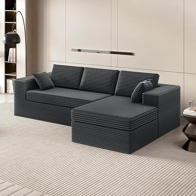 Extra Firm 108” Cloud Boneless Couches for Living Room,Modular Sectional Cloud Couch with Deep Seat, High-Resilience Foam/Sag-Resistant/Keeps its Form, No Assembly Required (Right-Facing Chaise) | Extended Durability, Extra Firm Support, Not easily col...