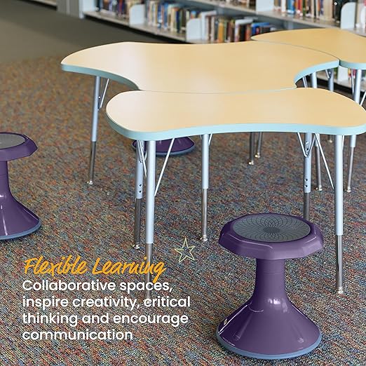 ECR4Kids ACE Active Core Engagement Wobble Stool, 15-Inch Seat Height, Flexible Seating, Eggplant