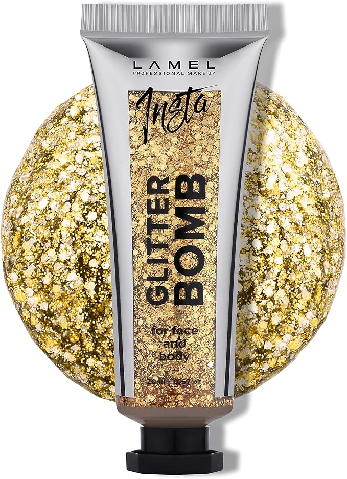 LAMEL Insta Glitter Bomb: Quick-Dry Holographic Face & Body Glitter Gel | Long-Lasting Shine & Effortless Removal | Perfec...