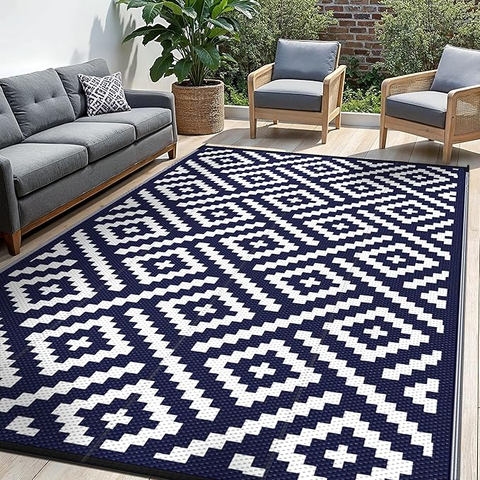 sarben Outdoor Rug for Patio - Waterproof Plastic Straw Camping Rugs 6x9 ft, Reversible Outdoor Indoor RV Mat Carpet for P...
