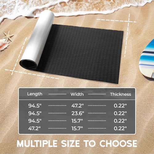 FOCEAN Boat Flooring - EVA Foam Boat Decking - Surfboard Traction Pads Self-Adhesive Sheet for Skateboard Skimboard RV Yacht Kayak, 94.5''x 23.6'', Black