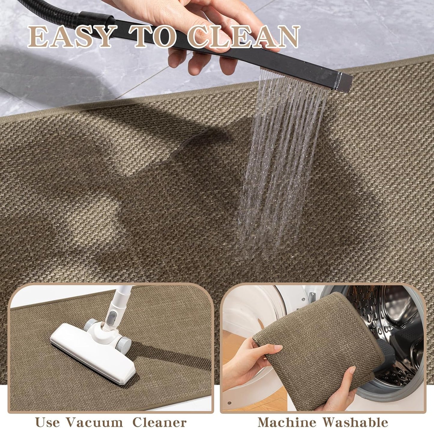chakme Bathroom Rugs Mat 32x17, Ultra Thin Non Slip Bath Mat Quick Dry Absorbent Bath Mat for Bathroom Floor, (Dark Beige, 32"x17")