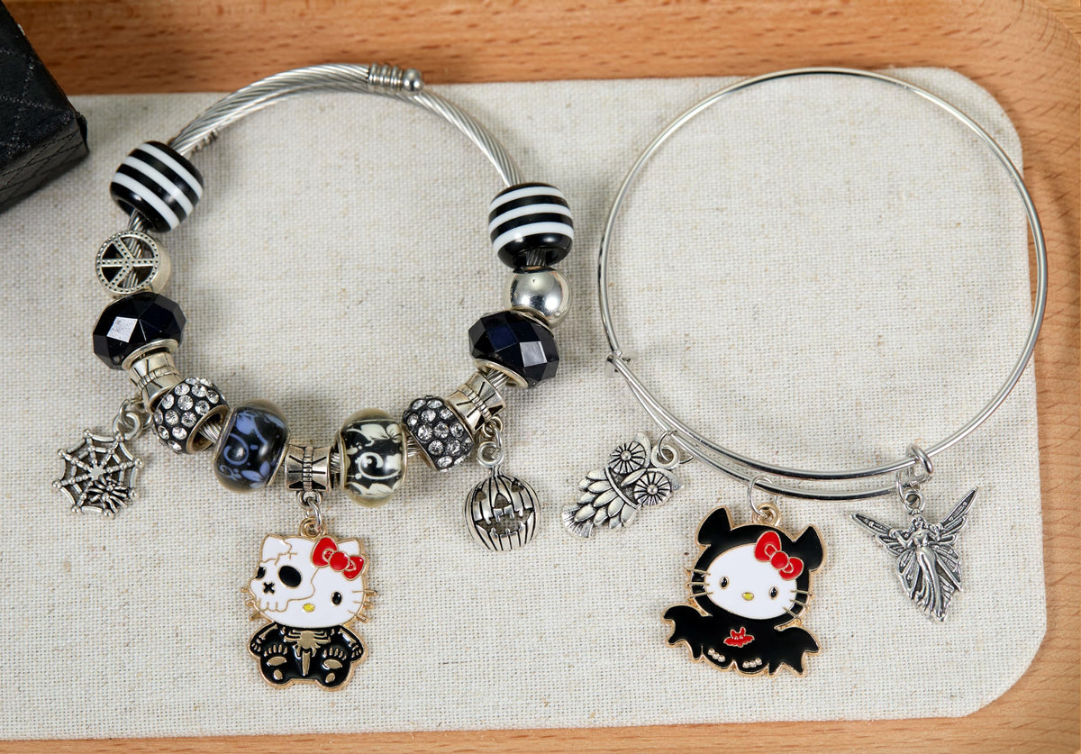 Anjulery Halloween Cat Charms for Jewelry Making and Crafting - 24Pcs Enamel Kitty Charms for Bracelets Earrings Necklaces Keychains DIY Crafts (24Pcs Halloween-Cat-B)