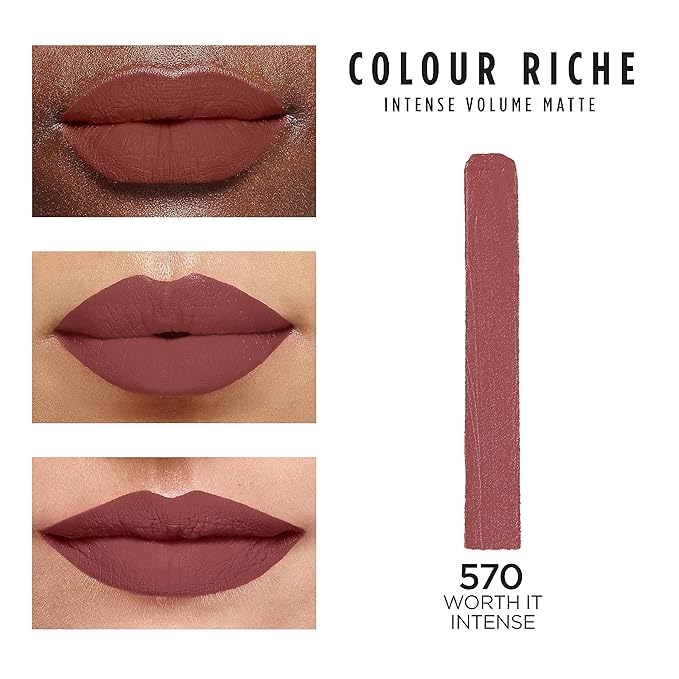 L'Oreal Paris Colour Riche Intense Volume Matte Lipstick, Lip Makeup Infused with Hyaluronic Acid for up to 16HR Wear, Worth It Intense, 0.06 Oz