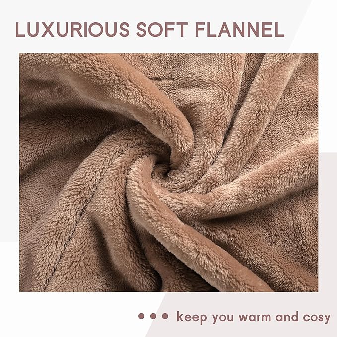 Heated Blanket Electric Throw Size 50''x60'' with 9 Heating Levels, 3 Hour Auto Shut Off, Machine Washable, Flannel & Sherpa Double-Sided Soft Warming Blanket for Couch, Bed, Office - Brown