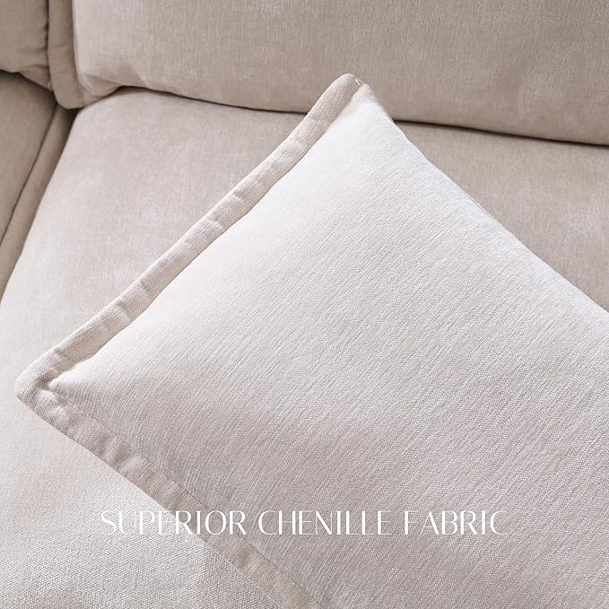 112.6" Sectional Couches for Living Room, Cloud Couch Sectional with Large Storage, U-Shape Modular Sectional Sofa with Ottoman, 6 Seater Chenille Sofa with Pillow for Apartment, Bedroom, Beige