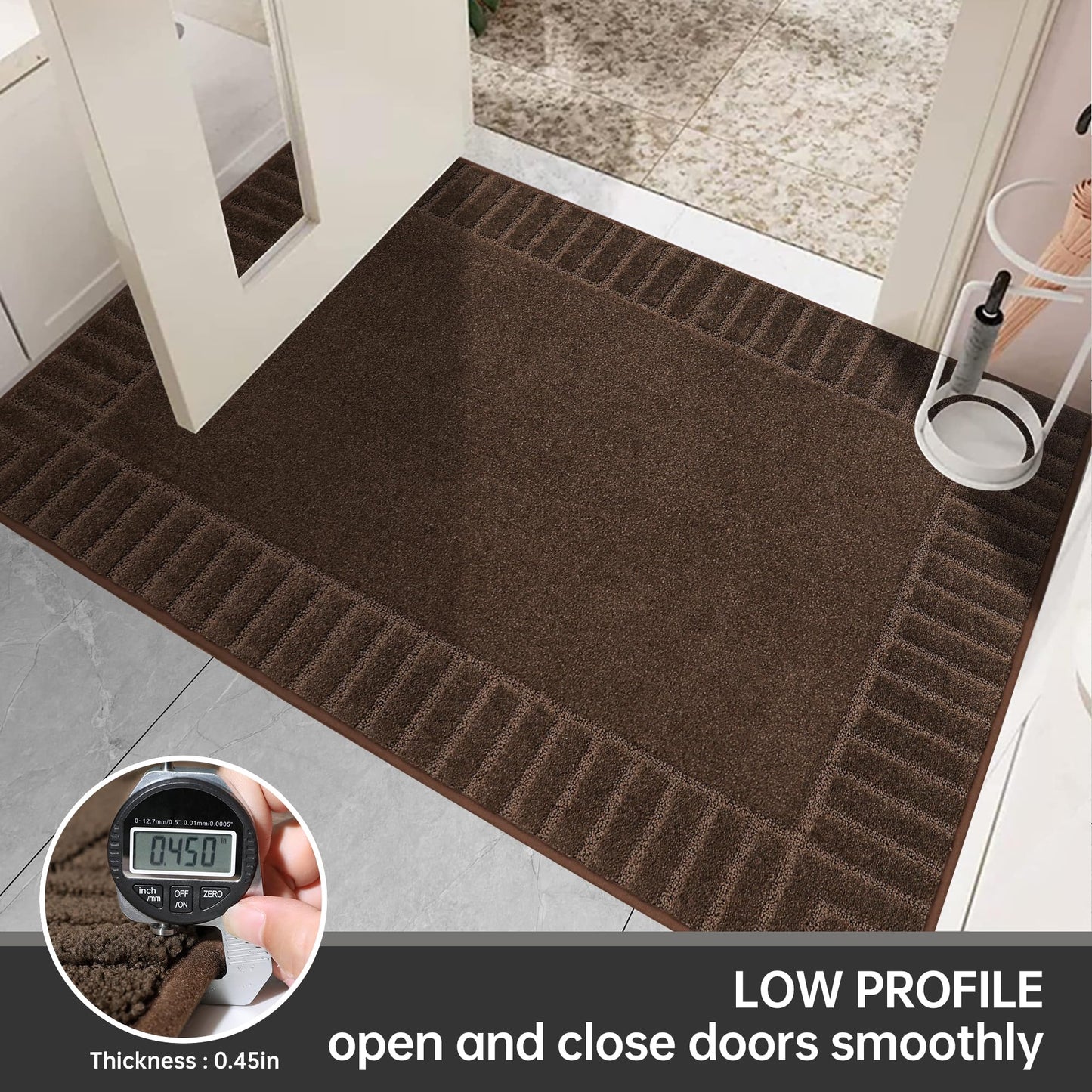 BEQHAUSE Door-Mat Non-Slip Front Doormat Low-Profile Entrance Mats for Front Door Entry Resist Dirt Washable Doormat Absorbent Entryway Door Mat,Brown,32"x48"