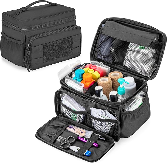 Damero Small Medicine Storage Bag Empty, Emergency Trauma Kit Organizer Bag Family First Aid Box for Hiking, Camping and H...