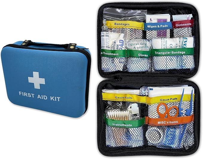 Rapid Care First Aid 160-Piece All-Purpose First Aid Kit for Home, Office & Car – Compact Color Coded Emergency Preparedne...