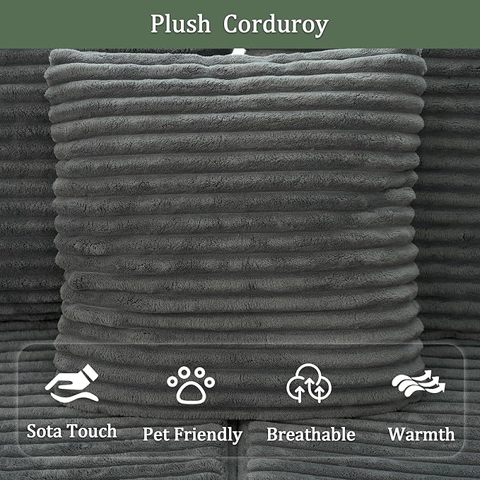 SEENYOO 135.5" Cloud Sectional Couch,Boneless Corduroy Sofa for Living Room,Oversized U Shaped Sofa with Chaise,Deep Seat,No Assembly Required,Modular Sectional Sofa（Grey）