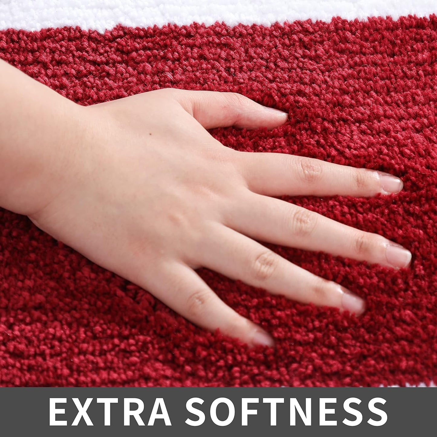 COSY HOMEER Extra Thick Bath Linen Sets Rugs - Anti-Slip Bath Mats Soft Plush 100% Strong Polyester Living Room Bathroom Water Absorbent(Red,24x48 - Inches)