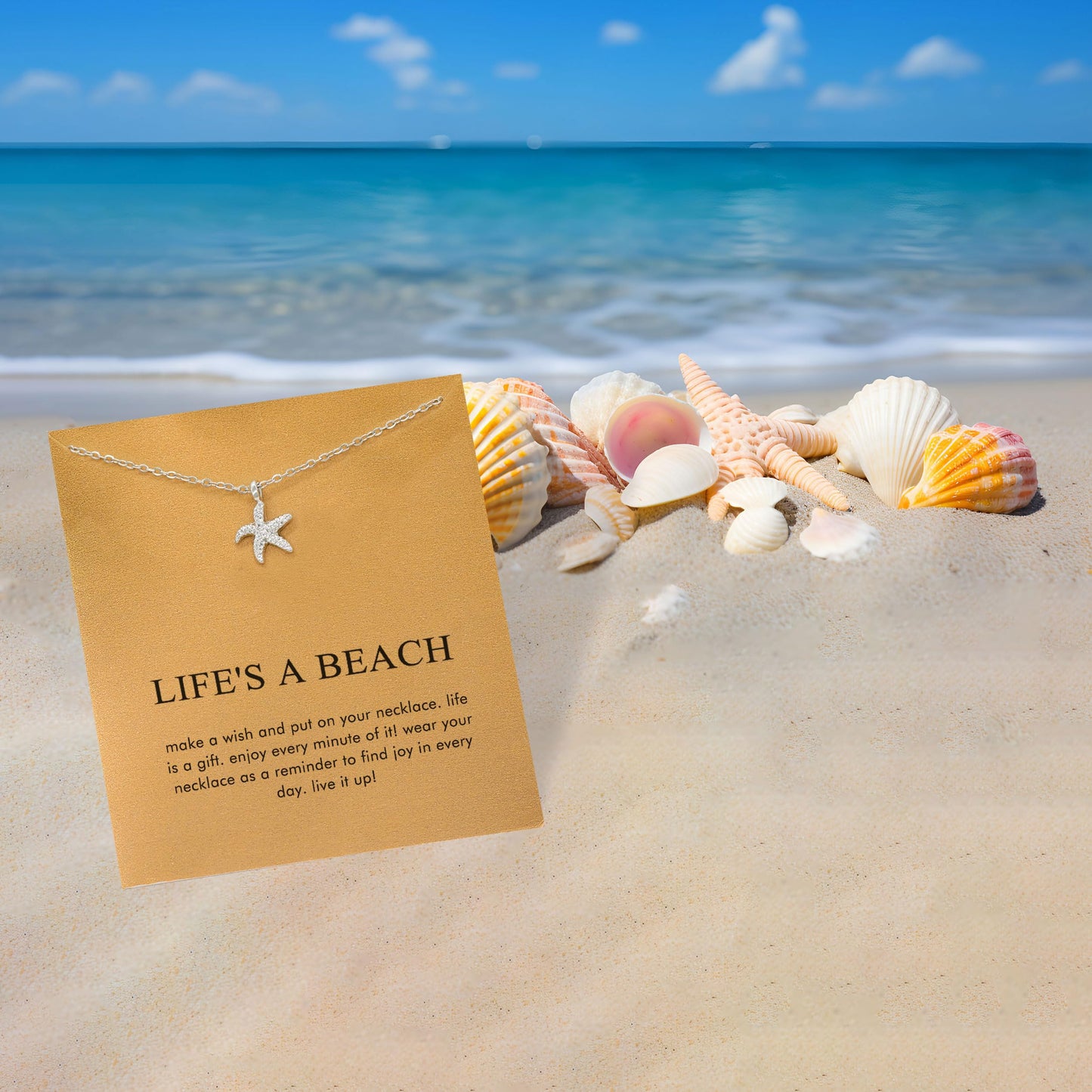Hundred River Friendship Starfish Necklace with Message Card Gift Card (starfish s)
