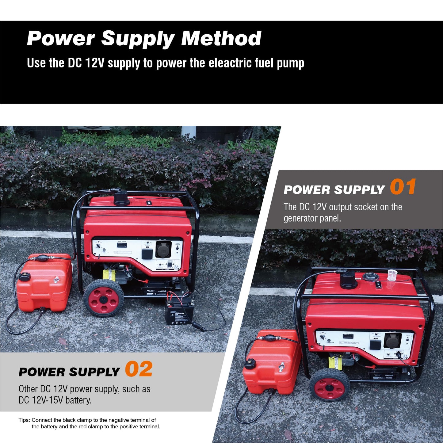 YueHeLe 12V DC Gasoline Fuel Pump for Generators,Automatically Pump fuel, Universal Fit with 3 Adapters, Non-stop running the generator