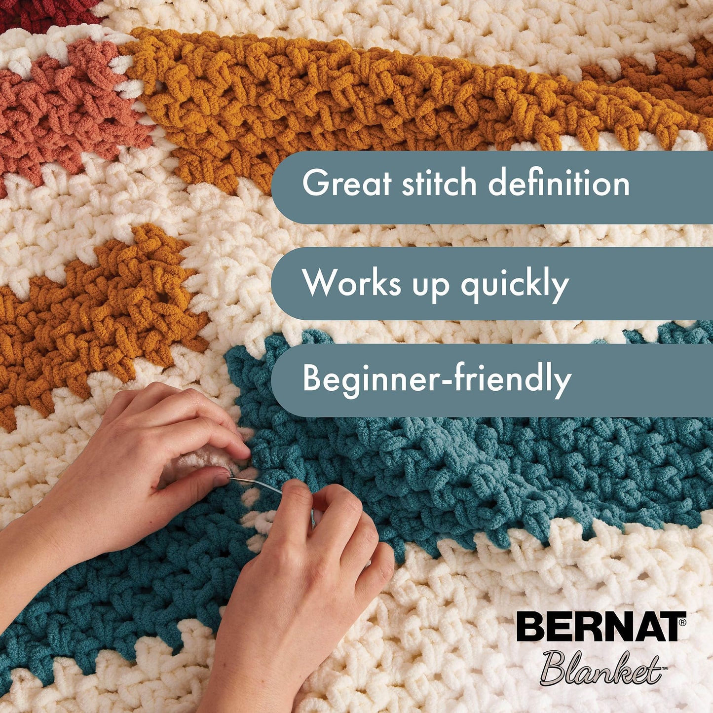 Bernat Blanket Tweeds Sandy Tweed Yarn - 2 Pack of 10.5oz/300g - Polyester - #6 Super Bulky - 220 Yards - Knitting & Crochet