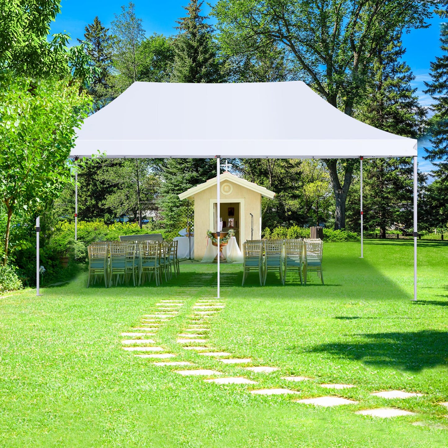 COBIZI Canopy 10x20 Pop Up Canopy Tent with 6 Sidewalls, Waterproof Commercial Canopy Ez Outdoor Instant Gazebo UV Protection 50+ Event Shelter, Garden Tents for Parties with Sandbags, White