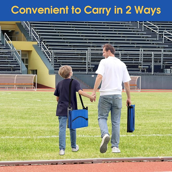 Halituny Stadium Seat for Bleachers with Back Support, Portable Bleacher Seat with Wide Comfy Padded Cushion, Metal Hook, Folding Stadium Chair with Shoulder Strap, Carry Handle, Cup Holder