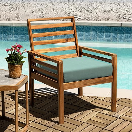 VICTORY RELAX Acacia Wood Decking Tiles 27PCS - Easy Snap Interlocking Deck Tiles for Patio Poolside Balcony Decor - All Weather Waterproof Flooring for Indoor & Outdoor (Round Joints)