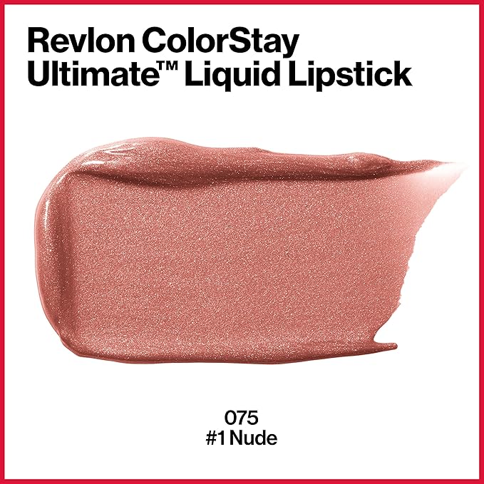 REVLON ColorStay Ultimate Liquid Lipstick, Longwear Rich Lip Colors, Wears for Up to 24 Hours, Satin Finish, 075#1 Nude, 0.1 fl oz (Pack of 2)