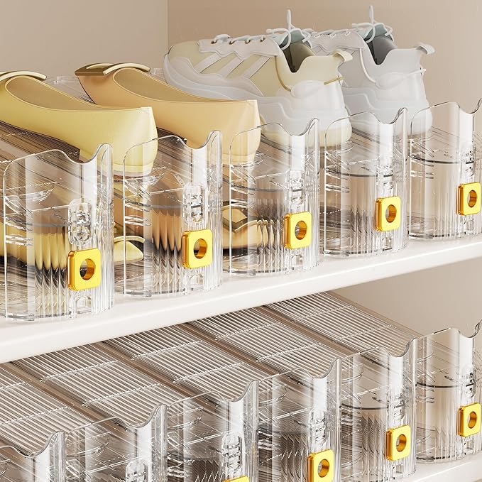 Shoe Slots Organizer for Closet, Shoe Stacker Organizer Double Layer Stack Shoe Rack, Shoe Display Shelf 50% Space Saver Storage Holder for Closet, 10PACK