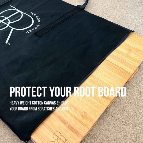 THE ROOT BOARD Root Bag Tote Strapped Companion Tote, Portable Bamboo Yoga Board for Practicing Yoga on Carpet and Other Surfaces, Strap Bag Tote Carries to Parks, Beach, Wilderness