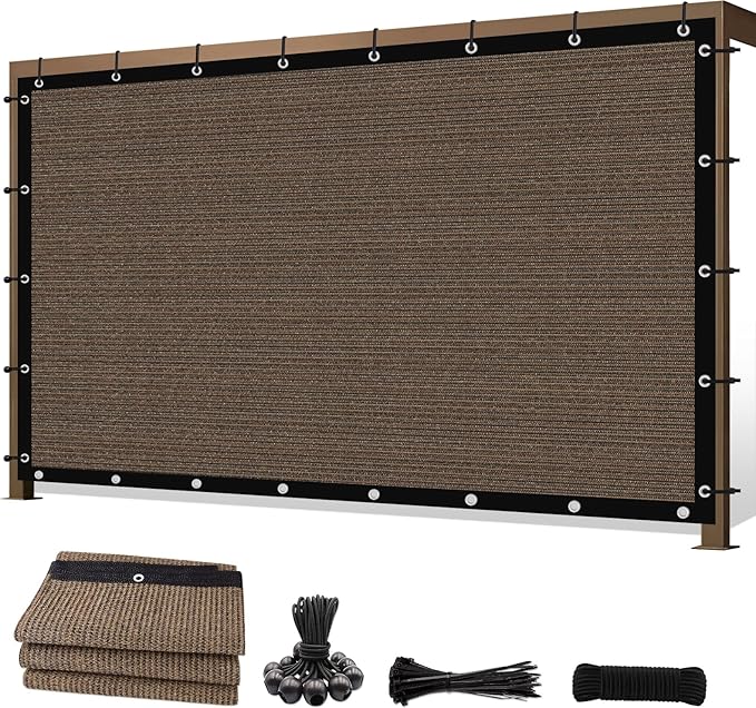 Sunocity 8'X 16' 90% Sun Shade Cloth Outdoor Patio Mocha Pergola Shades Cover Privacy Screen UV Block Porch Screens Canopy...