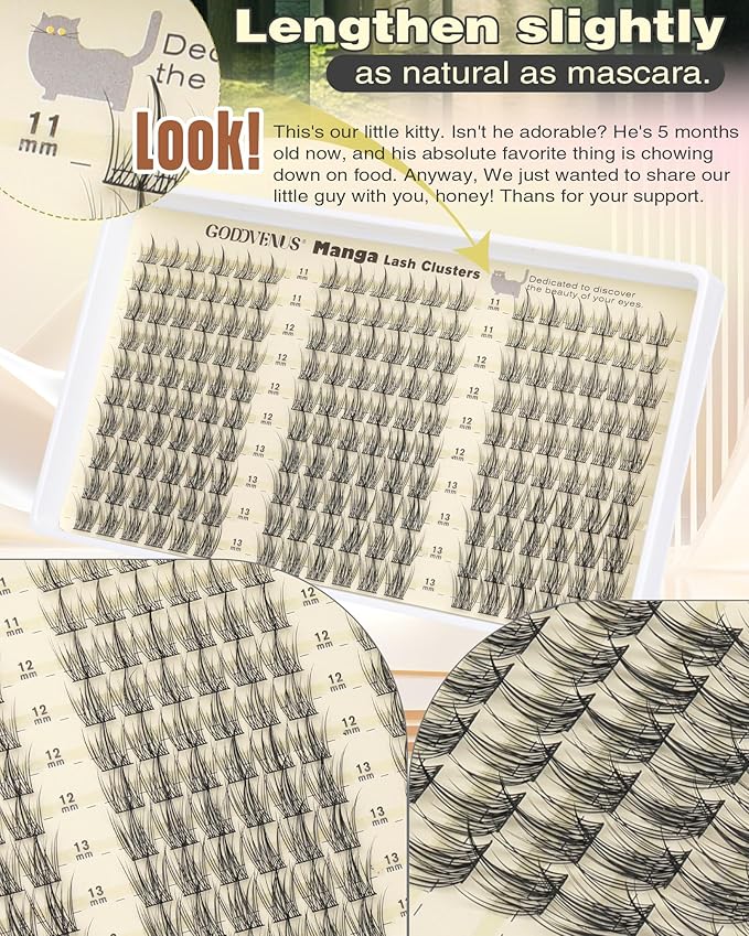 Natural Lash Clusters Wispy Manga Eyelash Clusters Fairy Lash Extension C Curl Cluster Eyelashes Extensions 180pcs