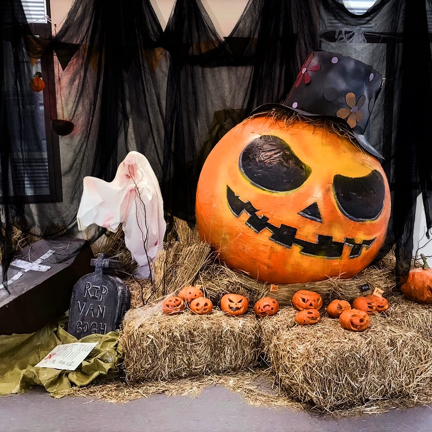 Pewfugu 80×400 Inch Super Size Halloween Creepy Spooky Gauze Cloth Black Cheesecloth Scary Halloween Decorations for Haunted House Home Wall Patio Garden