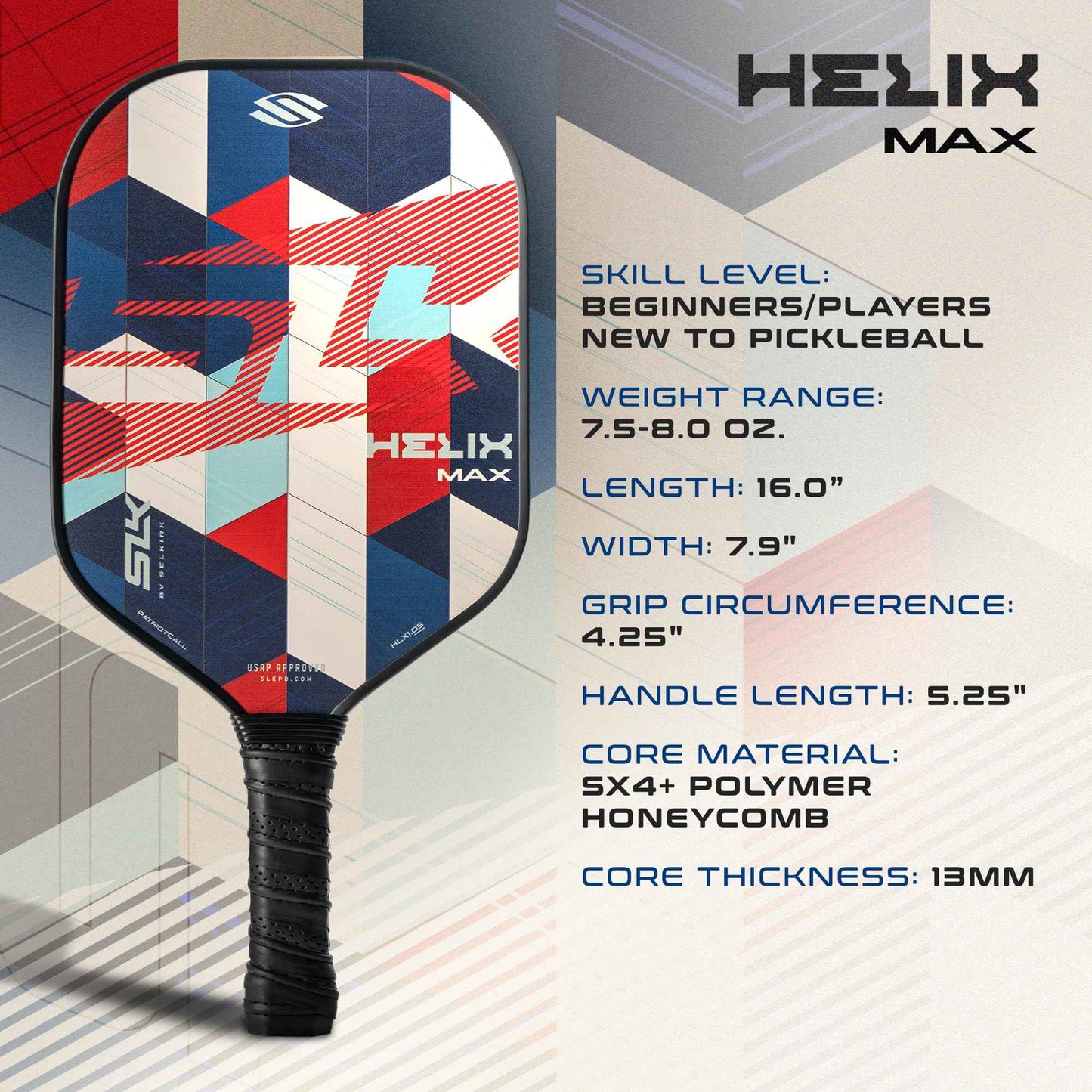Selkirk Sport SLK Helix Pro Patriot Pickleball Paddle & Pro S1 12pk Pickleball Ball Bundle