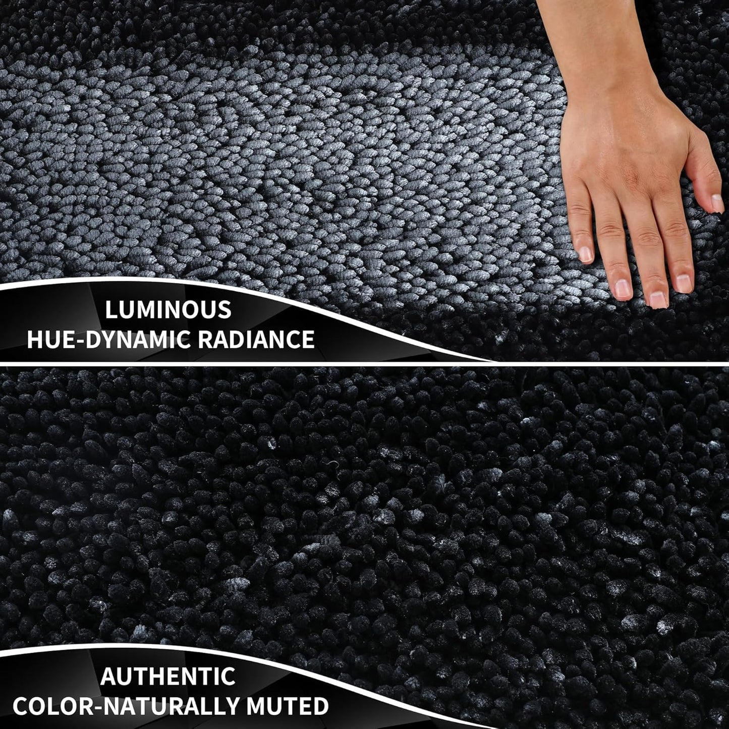 Yimobra Long Bathroom Rugs Runner 55x24 Inch, Extra Thick Soft Absorbent Chenille Bath Mat, Non Slip Machine Washable, Quick Dry Bath Rugs for Bathroom Floor, Tub and Shower, Black