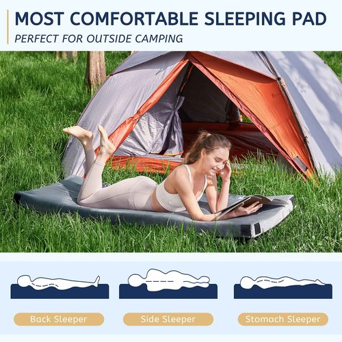 HomeMate Memory Foam Camping Single Mattress Pad Mat-Sleeping Pad Mat Portable Roll Up Travel Mattress CertiPUR-US for Adults-Camping Bed for Guests Floor Sleepover with Waterproof Cover Travel Bag