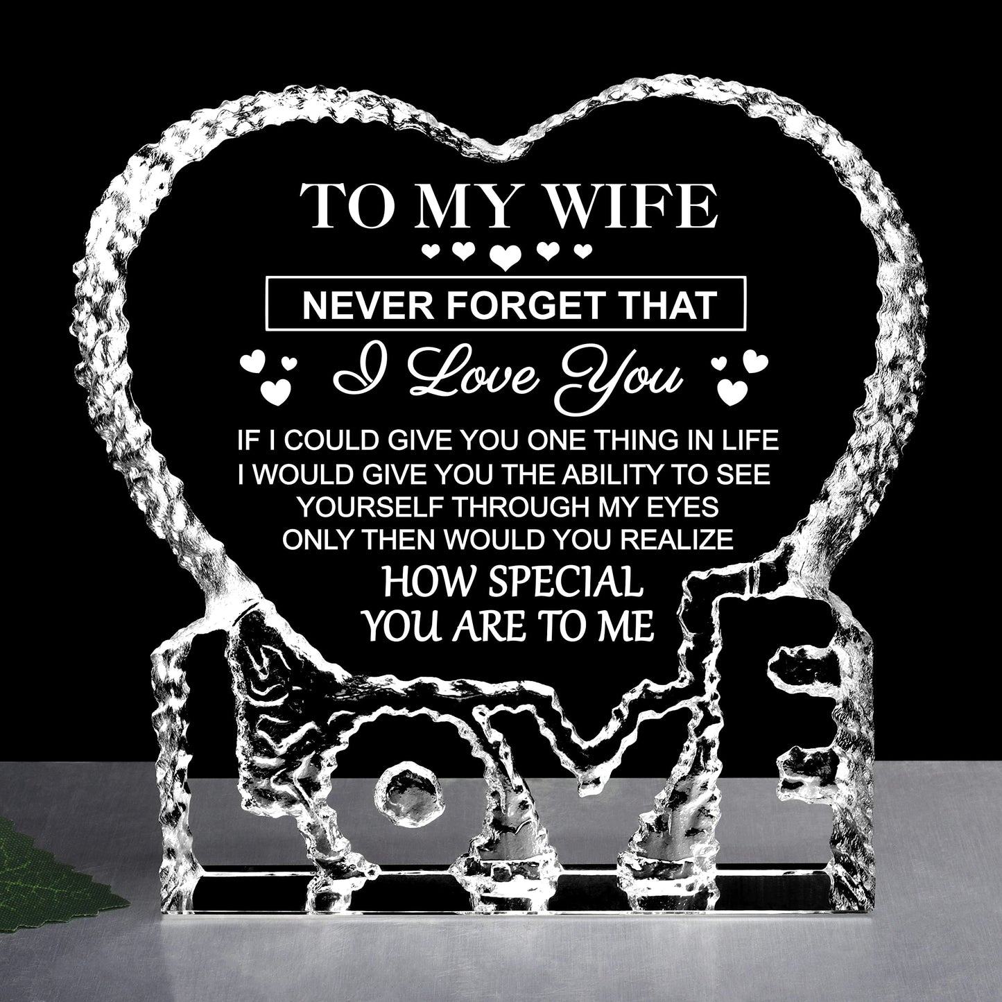 ZHSHWATGifts for Wife, I Love You for Her Crystal Keepsake Wife Gifts from Husband Anniversary Birthday Presents for Her Women