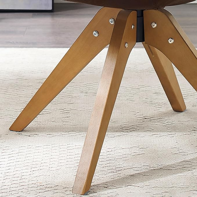 Art Leon Dining Chair, Mid Century Modern Suede Upholstered Swivel Dining Room Chair with Wood Legs, Leisure Side Chair with Arms for Living Room, Mocha
