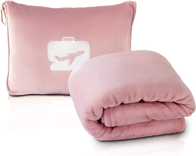 EverSnug Travel Blanket and Pillow - Ultra-Soft, Compact & Lightweight, 65x40 Inches, with Carry Case, Luggage Sleeve & Ba...