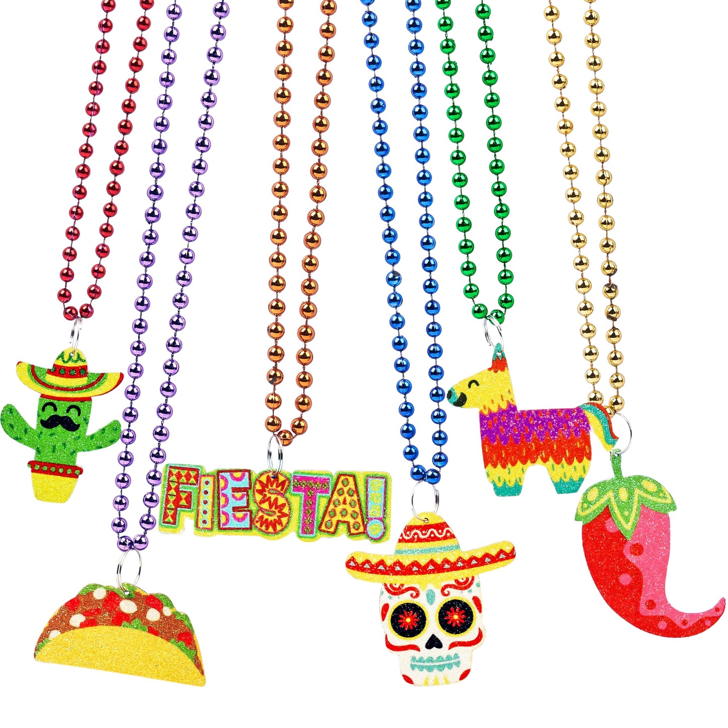 JOYIN 24 PCS Cinco de Mayo Beaded Necklaces for Party Decorations, Fiesta Beaded Necklace for Mexican Themed Bachelorette Party Favors, Photo Props Carnivals Event Decorations