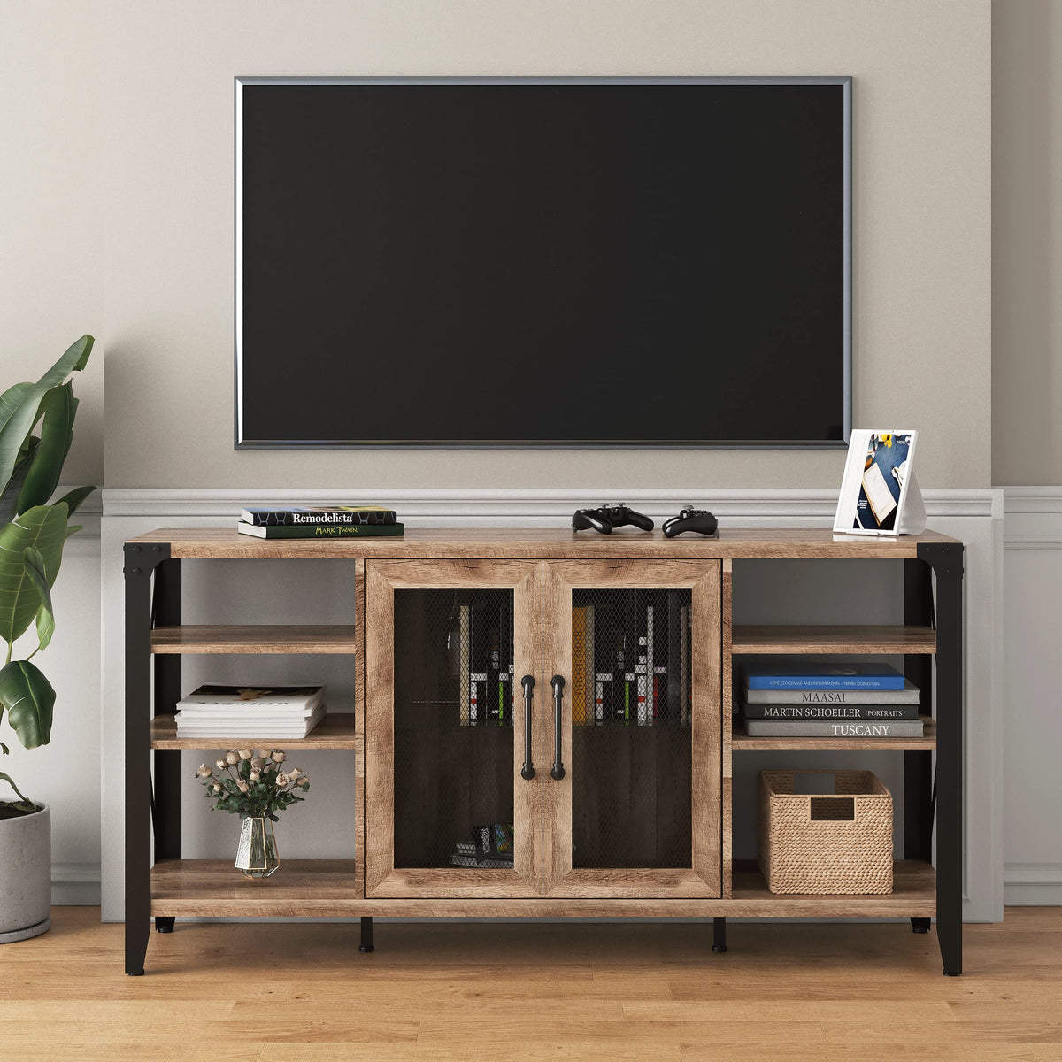 Vabches 58" Wine Cabinet with Wine Rack Storage,Home Bar for Liquor and Glasses, Farmhouse Coffee Bar Cabinet, Liquor Cabinet for Home Living Room Dining Room