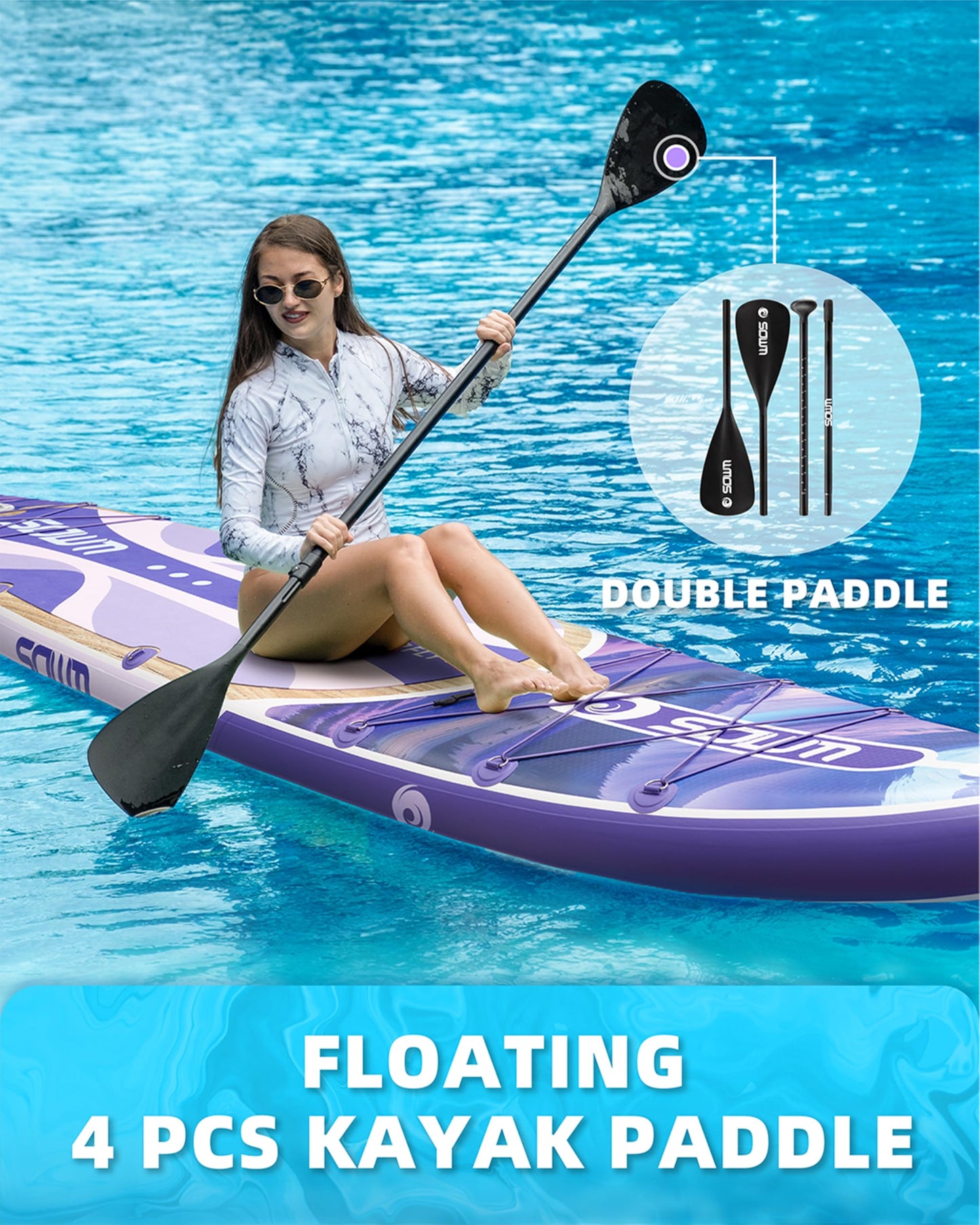 SOWM Inflatable Paddle Boards 11'x33'' with Sup Accessories, Stand Up SUP Paddle Board Inflatable for Adults Youth, Extre Wide & Non-Slip Deck Design Sup of All Skill Levels