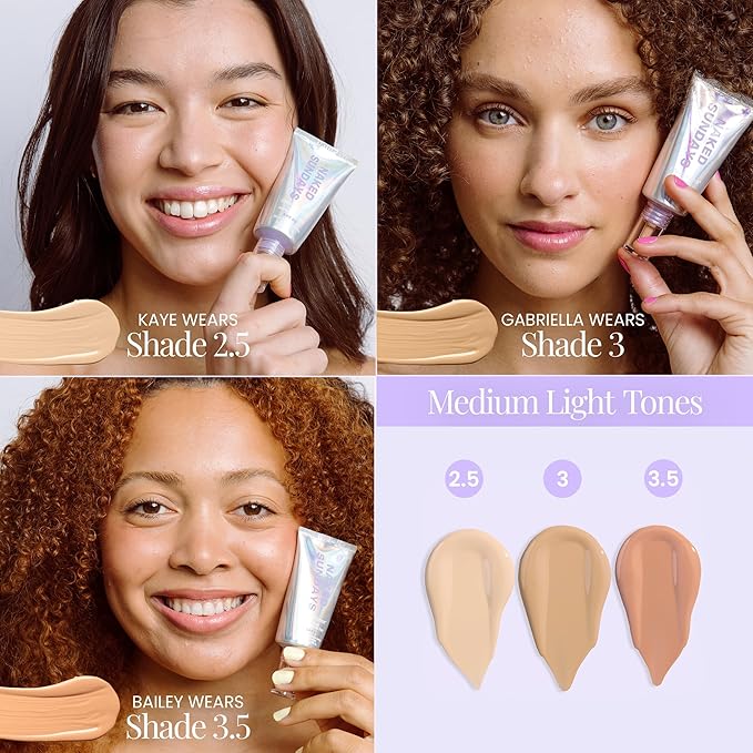 Naked Sundays BeautyScreen™ SPF 50 Mineral Peptide Foundation Tint – 2-in-1 Skin Tint & Mineral Sunscreen | Radiant, Buildable Coverage, Acne-Safe, Infused with Peptides (3 Warm Honey, 1.01 oz)