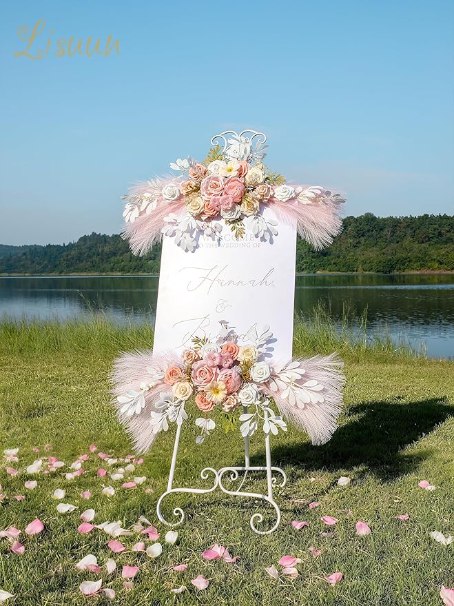 Wedding Arch Flowers, Artificial Flowers for Decoration, Large Flower Swag for Boho Styles Wedding Ceremony Floral Decor - Pack of 2
