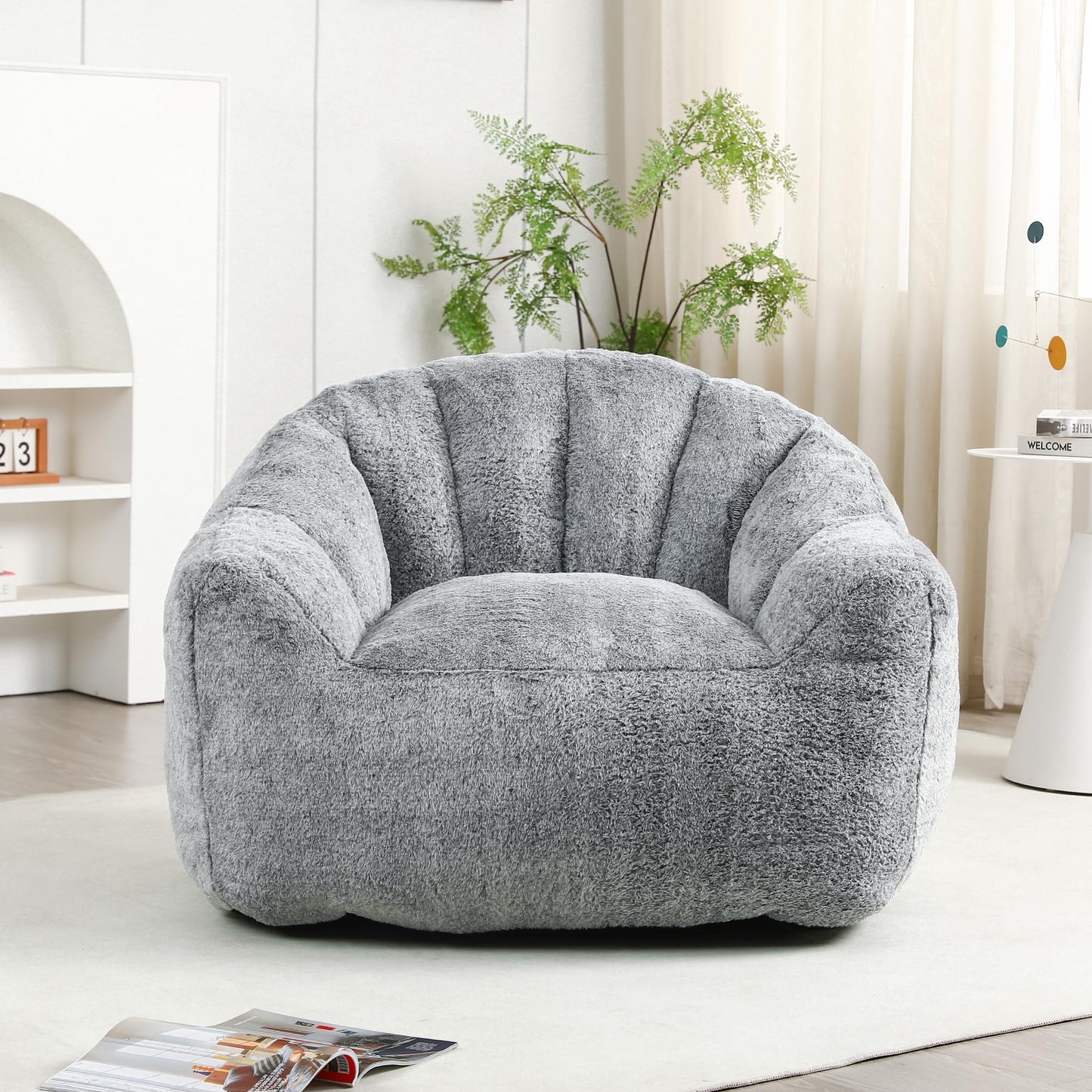 Casaround Bean Bag Chair, Bean Bag Sofa Chair with Armrests Stuffed High-Density Foam, Lazy Sofa Comfy Chairs BeanBag Chair for Adults in Living Room,Bedroom Reading,Chaise,Morden (Gray)