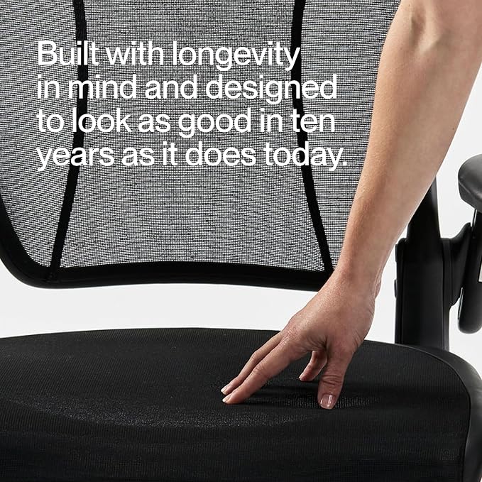 Humanscale World One Black Office Chair, Ergonomic Work Desk Chair with Built in Lumbar Support, Adjustable Computer Office Chair for All Body Types